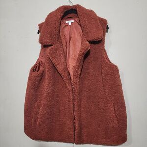 Maurices Fall Orange Rust Sleeveless Soft Fuzzy Sherpa Vest Size 1X
